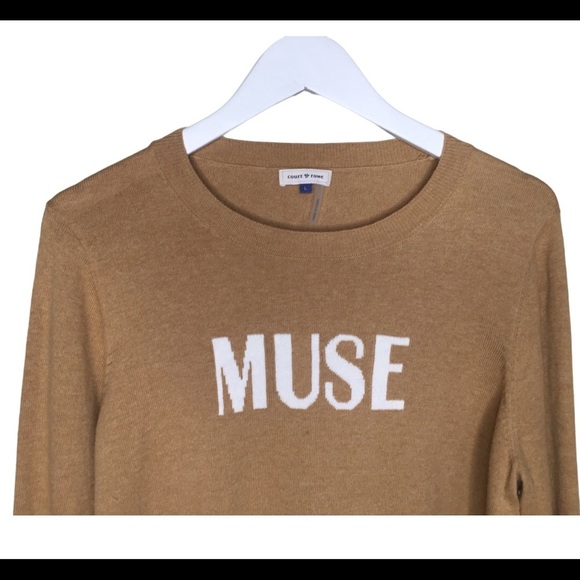 COURT & ROWE Muse Cotton Blend Crewneck Sweater With Long Sleeves Camel Brown L - Picture 5 of 8